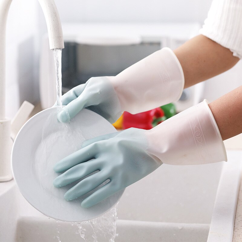Kitchen Dishwashing Gloves Household Rubber Gloves Waterproof Anti-Hook Break Rubber Leather Durable Housework Glove