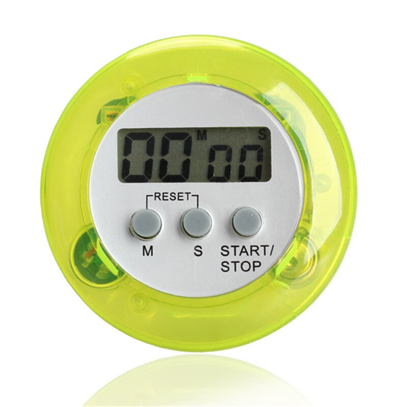 5 Colors Available Digital Alarm Clock Round LCD Digital Kitchen Countdown Timer Alarm With Stand Kitchen Cooking Timers: Light Green