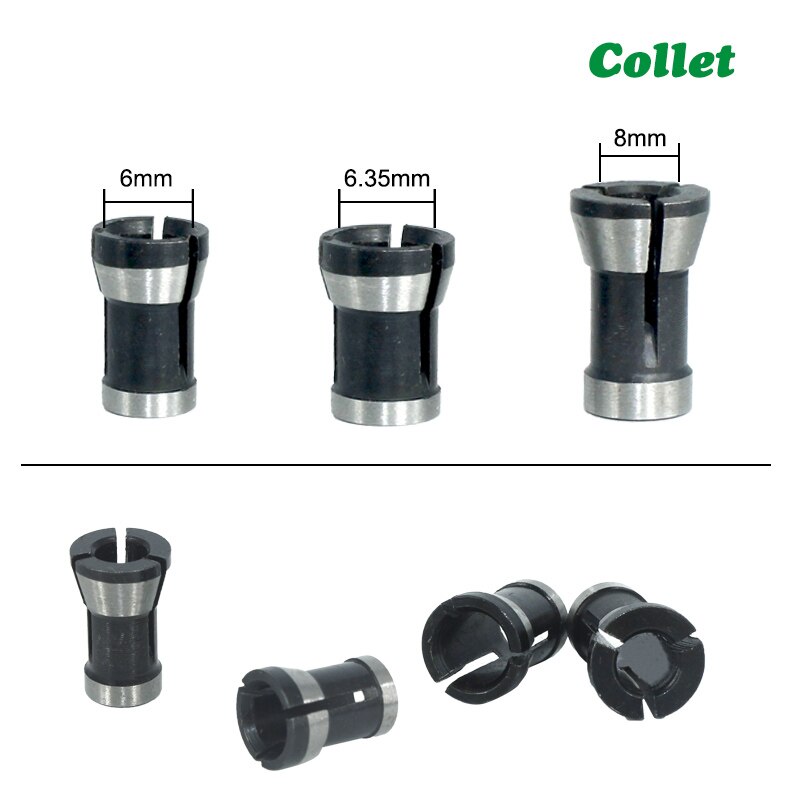1pc 6.35mm 8mm 6mm spennhylse chuck gravering trimme maskin elektrisk overfres fres tilbehør