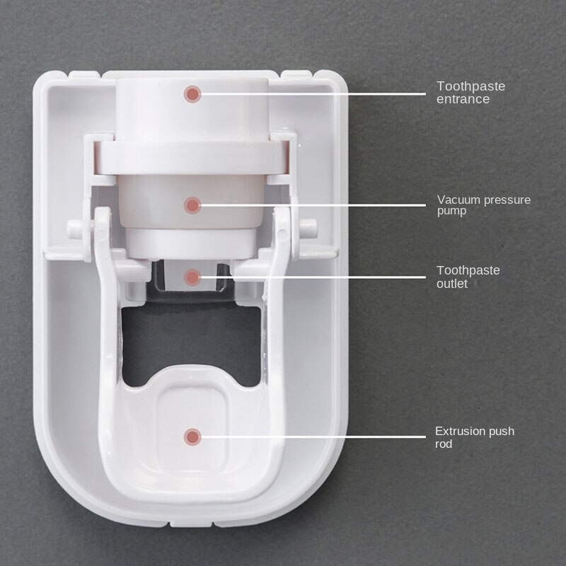 Automatic Toothpaste Dispenser Bathroom Self-Adhesive Dustproof Toothbrush Holder Rack Wall Mounted Toothpaste Squeezer For Home