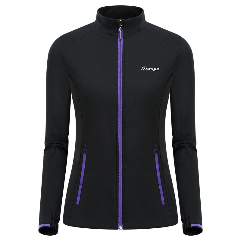 Ttygj damskie golf odzież sportowa kobiety wodoodporna kurtka golfowa wypoczynek wiatroszczelne płaszcze zdatność damskie cała na zamek odzież sportowa: czarny / S