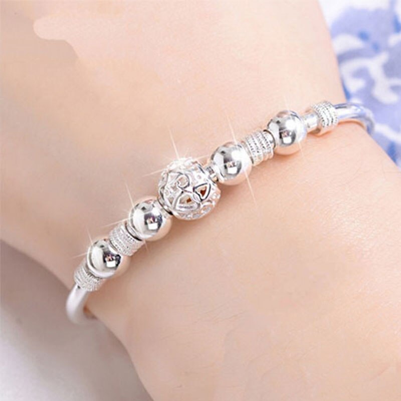 925 Stamp argento colore fortunato braccialetto di fascino braccialetti del polsino per le donne braccialetti gioielli di moda Pulseira