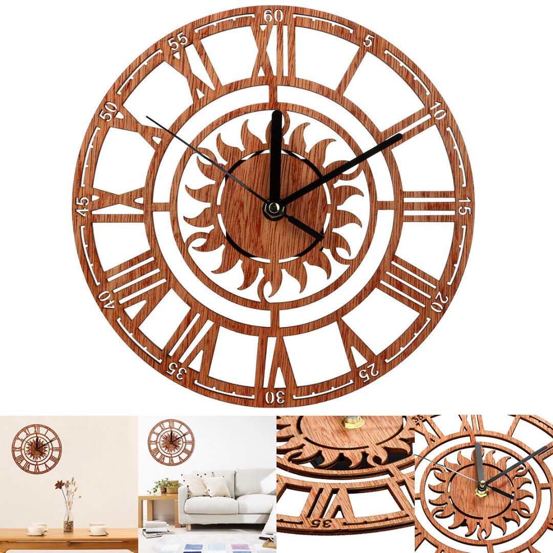 Vintage puinen seinäkello shabby chic maalaismainen antiikkikellot keittiö sisustus