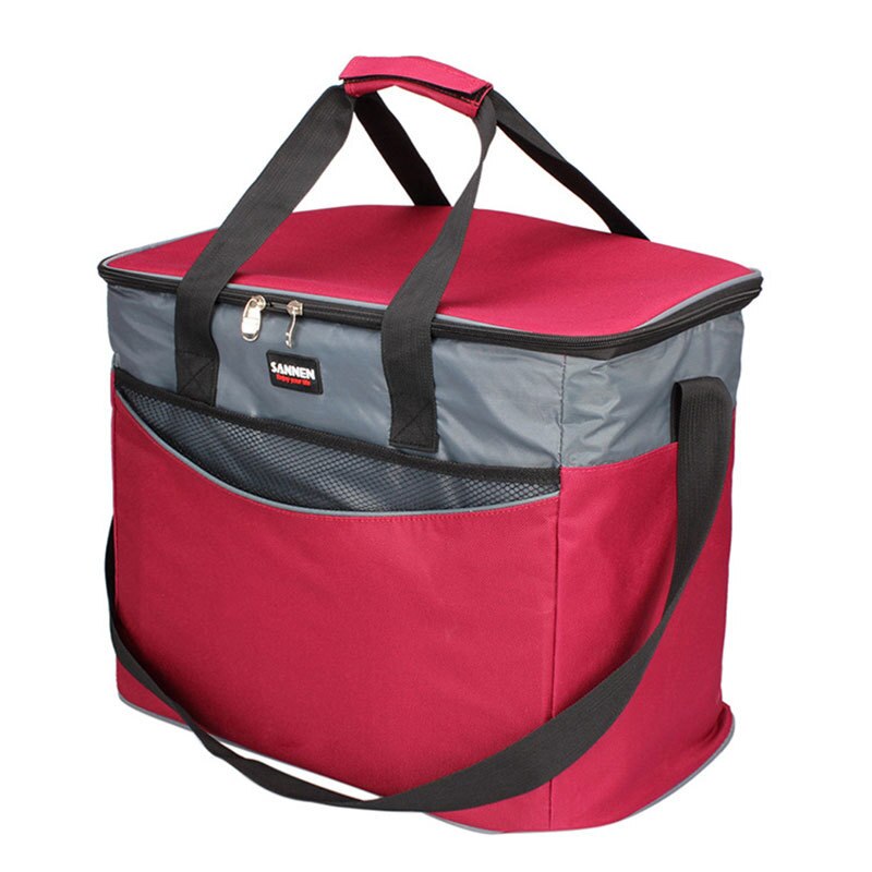 34L Grote Oxford Thermische Isolatie Pakket Picknick Draagbare Container Zakken De Plant Pakket Voedsel Geïsoleerde Tas Koeltassen: red