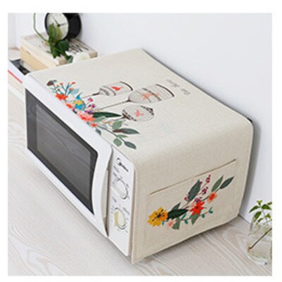 Cotton And Linen Fabric Microwave Oven Dust Cover High - Grade European Style Anti - oil Microwave Oven Protective Cover: AA