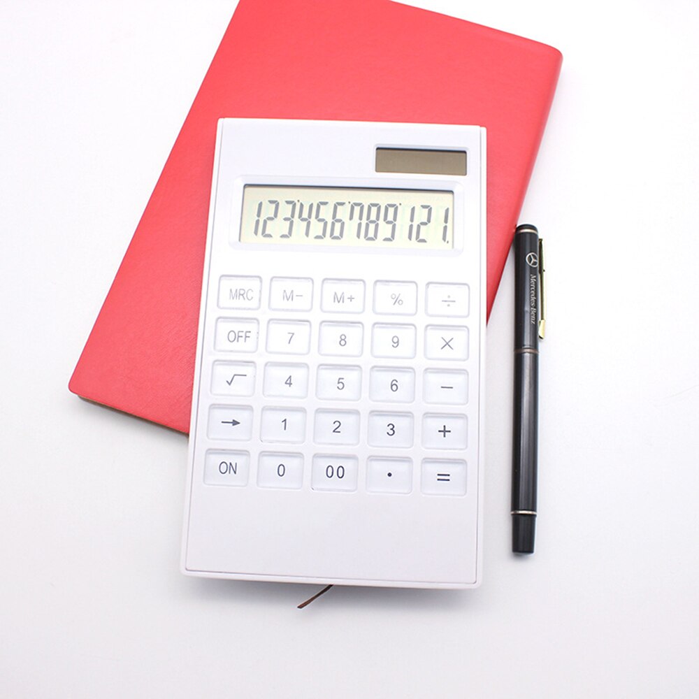 Desktop Calculator Ultra-thin 12 Digits Large Display Solar & Battery Dual Power Crystal Buttons Basic Counter