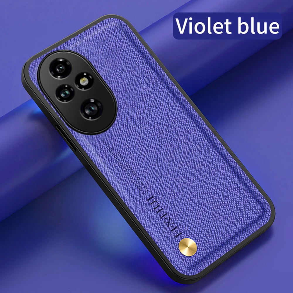 Suporte magnético para carro, capa de couro com textura de grão cruzado para honor200 honor 200 pro honar honer 200pro 5g 200pro, coque à prova de choque: alumínio / CÉU AZUL