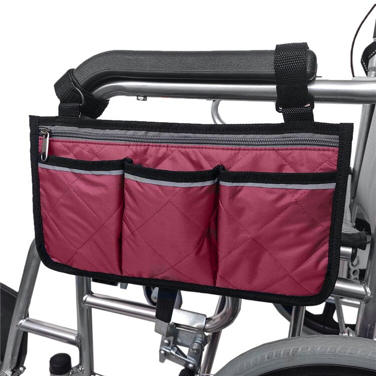 Sac latéral pour fauteuil roulant, sacoche de marcheur pour Scooter, pochette de rangement multi-poches, accessoires pour fauteuil roulant: red