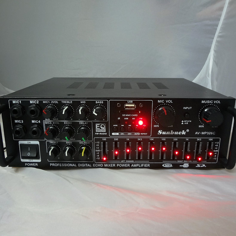 220V-240V 200W+200W SUNBUCK AV-MP326C digital ECHO MIXER amplifier Home karaoke amplifier with EQ equalization