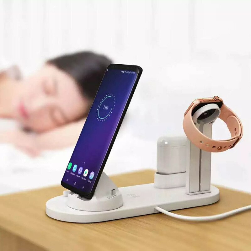 3 In 1 Bracket Met Draadloze Horloge Oplader Voor Huawei Apple Horloge Headset Mobiele Telefoon Stijlvolle Afneembare Horloge Stand