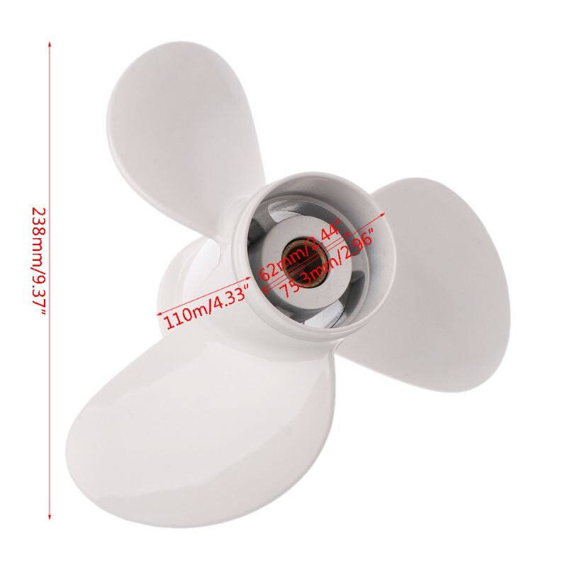 Aluminum Boat Outboard Propeller for Suzuki 9.9-15HP Black 3 Blades 10 Spline Tooth 9 1/4 x 11