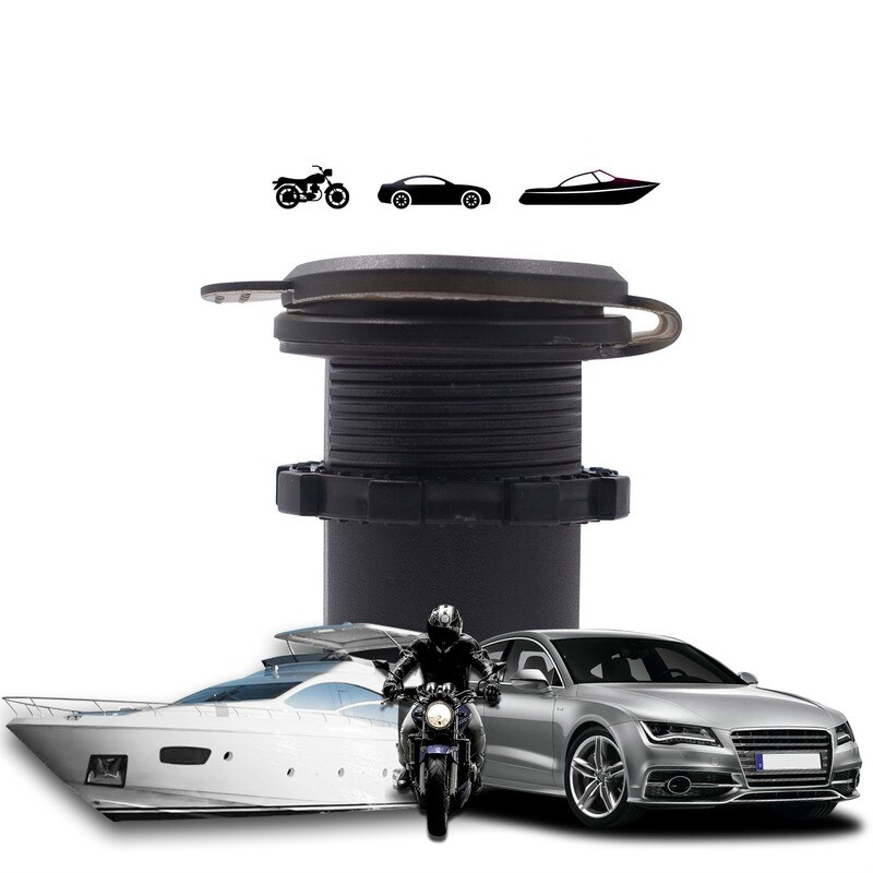 12-24V Car Charger USB Charger Socket Adapter LED Display With Dust Cover Power Socket Car Motorcycle with Voltmeter Ammeter