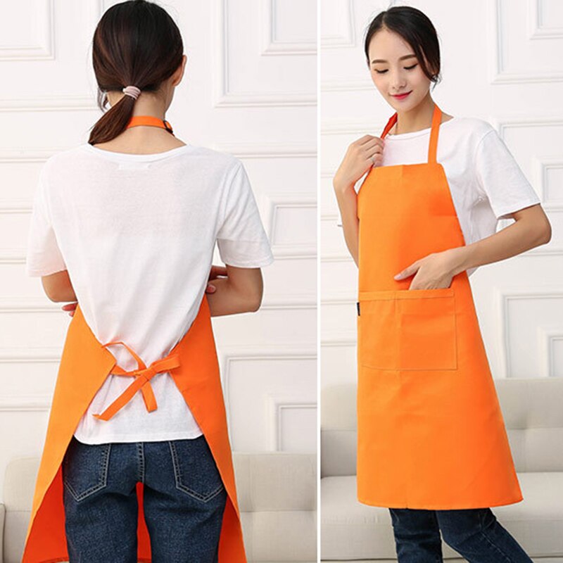 Hanging Neck Adjustable Apron Men Women Canteen Restaurant Home Kitchen Cooking Uniform TT@88: Orange
