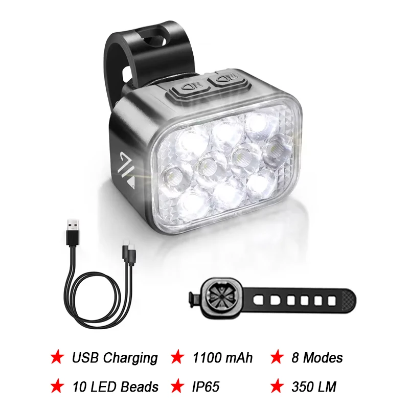 BUCKLOS Bicycle Rear Light Front Light 1100mAh LED COB Waterproof Bike Lamp USB Rechargeable Mtb Road Bike Taillights Bike Parts: WHITE