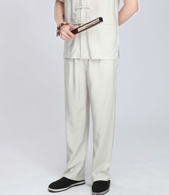 Homme bleu Beige noir chinois traditionnel coton lin pantalons décontractés Kung Fu pantalon Wu Shu Tai Chi pantalon grande taille XXL 3XL