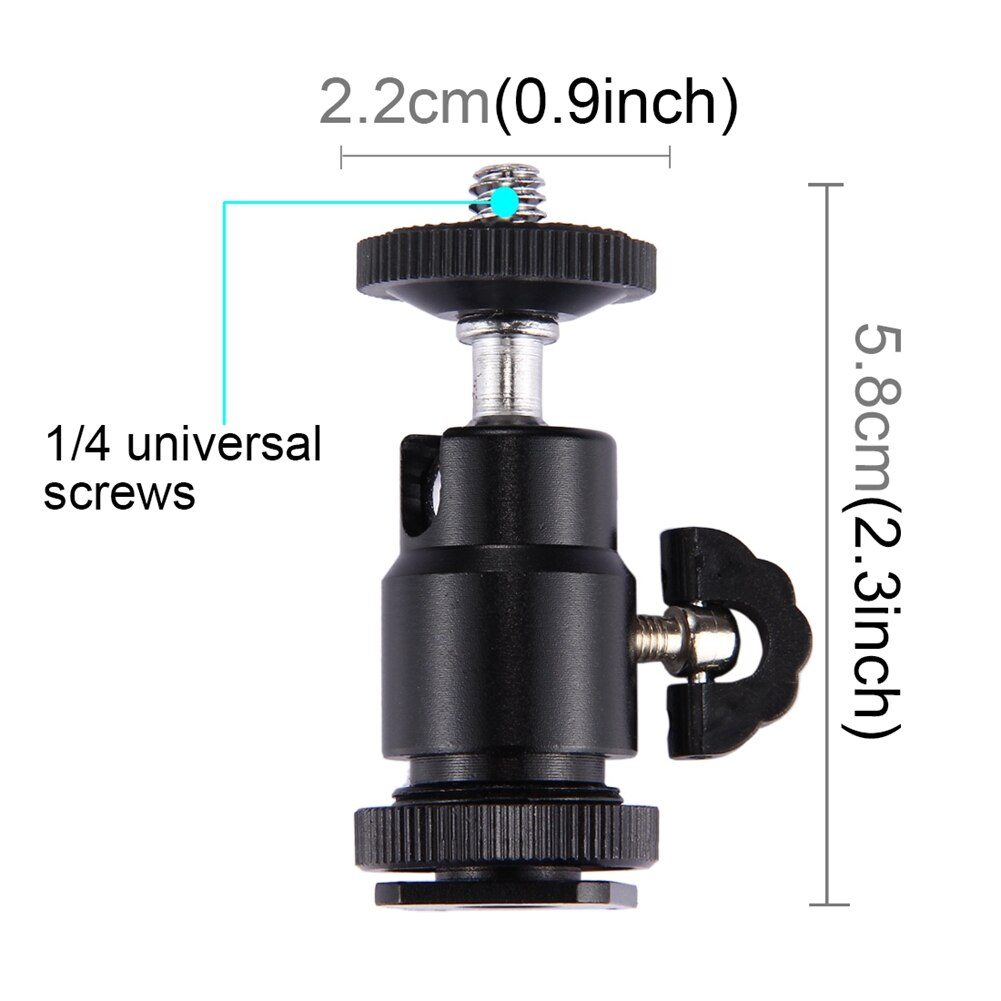 Puluz Aluminium Draaibare Mini Tripod Ball Head 1/4 &quot;Schroef Roterende Mount Stand Voor Canon/ Nikon Video Dslr Dv camera