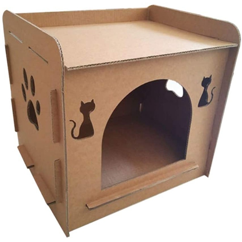 Casa de gato gatito en forma de casa nido cartón corrugado cama gato cosquillas: Default Title