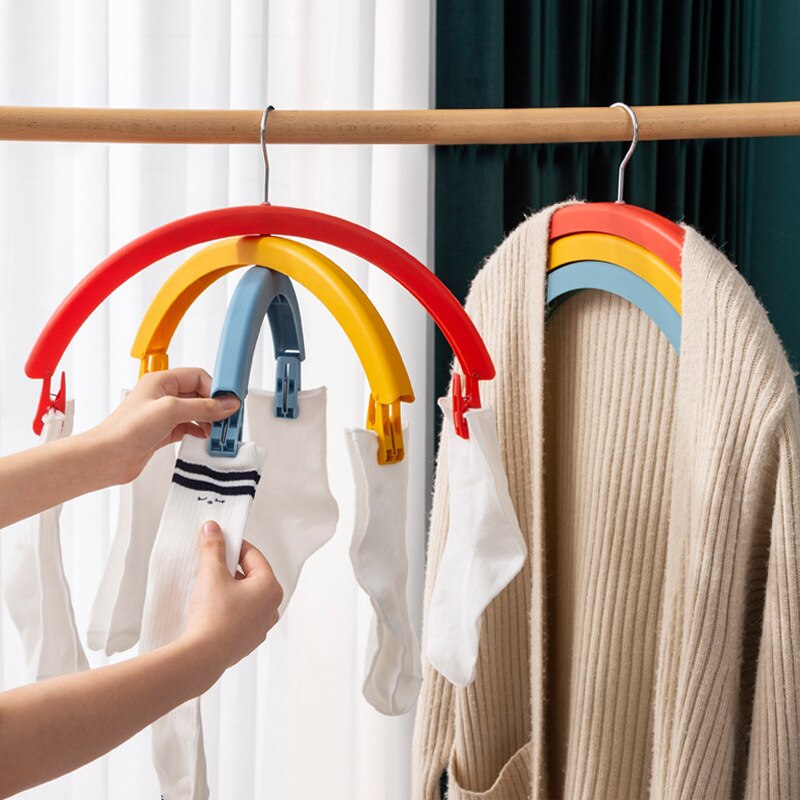 3pc/set magic clothes hanger Rainbow Rotating Clothes Drying Rack Removable 3 Layer Multifunction folding hanger Home Organizer