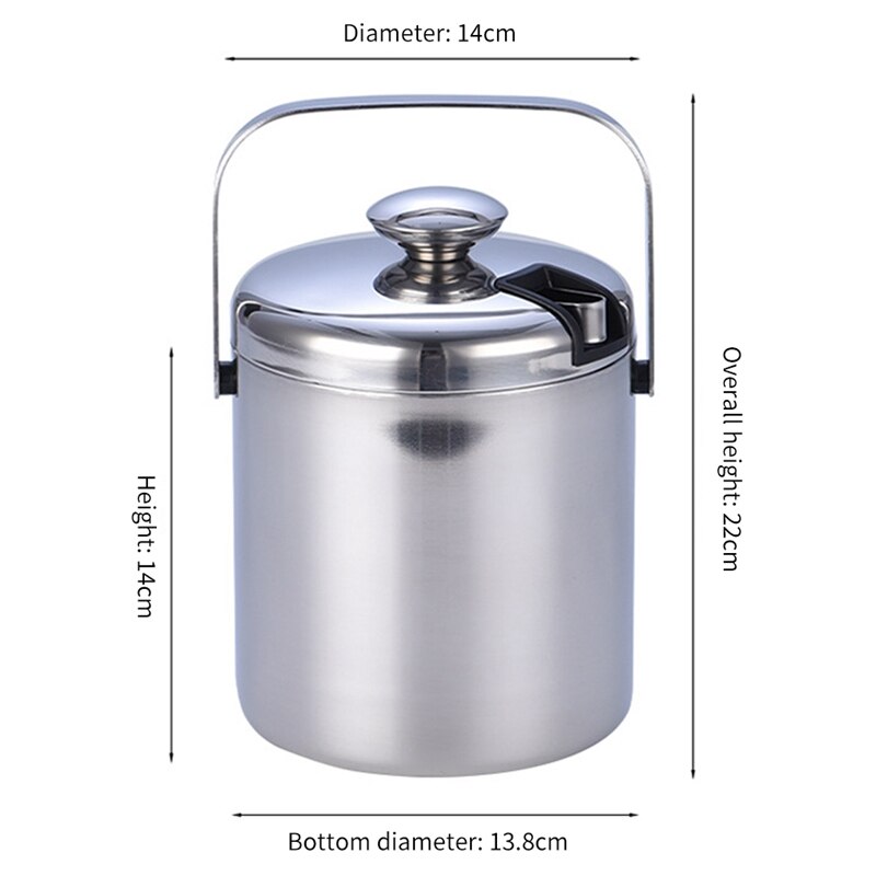 Double-Layer Stainless Steel Ice Bucket Portable Champagne Bucket Thickened Ice Bucket With Ice Compartment And Ice Clip