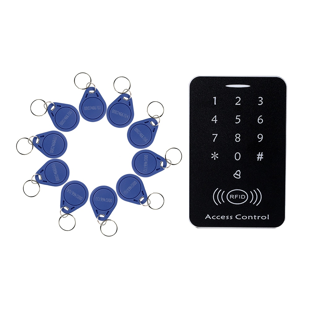 1PC 125KHz RFID Access Control System Security ID Card Password Door Lock 10 Keyfobs