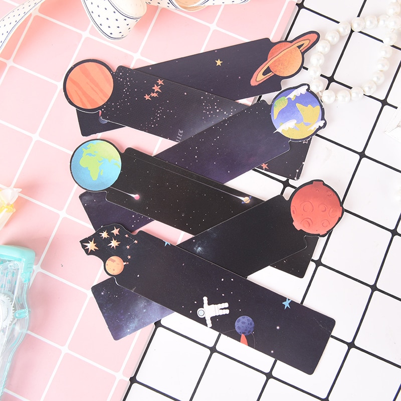 30pcs/set Little Galaxy Space Bookmarks Alien Planet Message Card Bookmark Kids School Bookmark Supplies