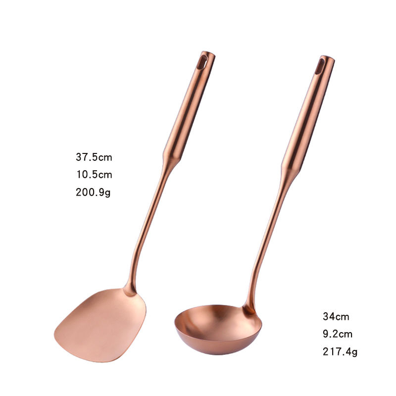 Rose Gold Stainless Steel Spatula Skimmer Ladle Turner Rice Soup Spoon Kitchen Accessories Cooking Tool Serving Utensil Set: G