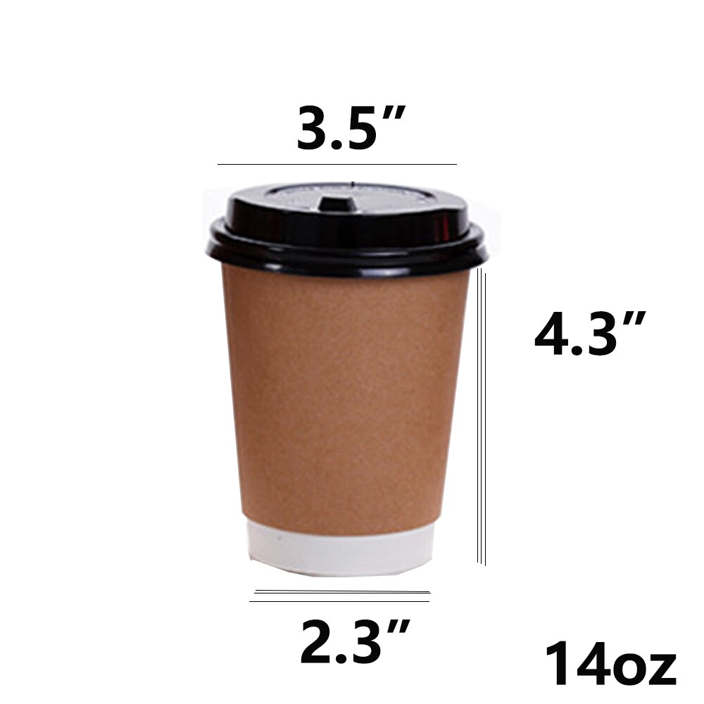 [ 100 stk] kaffekrus i brunt papir, engangs dobbelt fortykkelse forhindrer kaffekop 8/14/16 oz: 14 oz