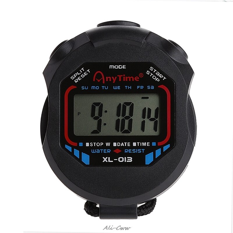 Classic Digital Handheld LCD Chronograph Sports Stopwatch Timer Stop Watch with string