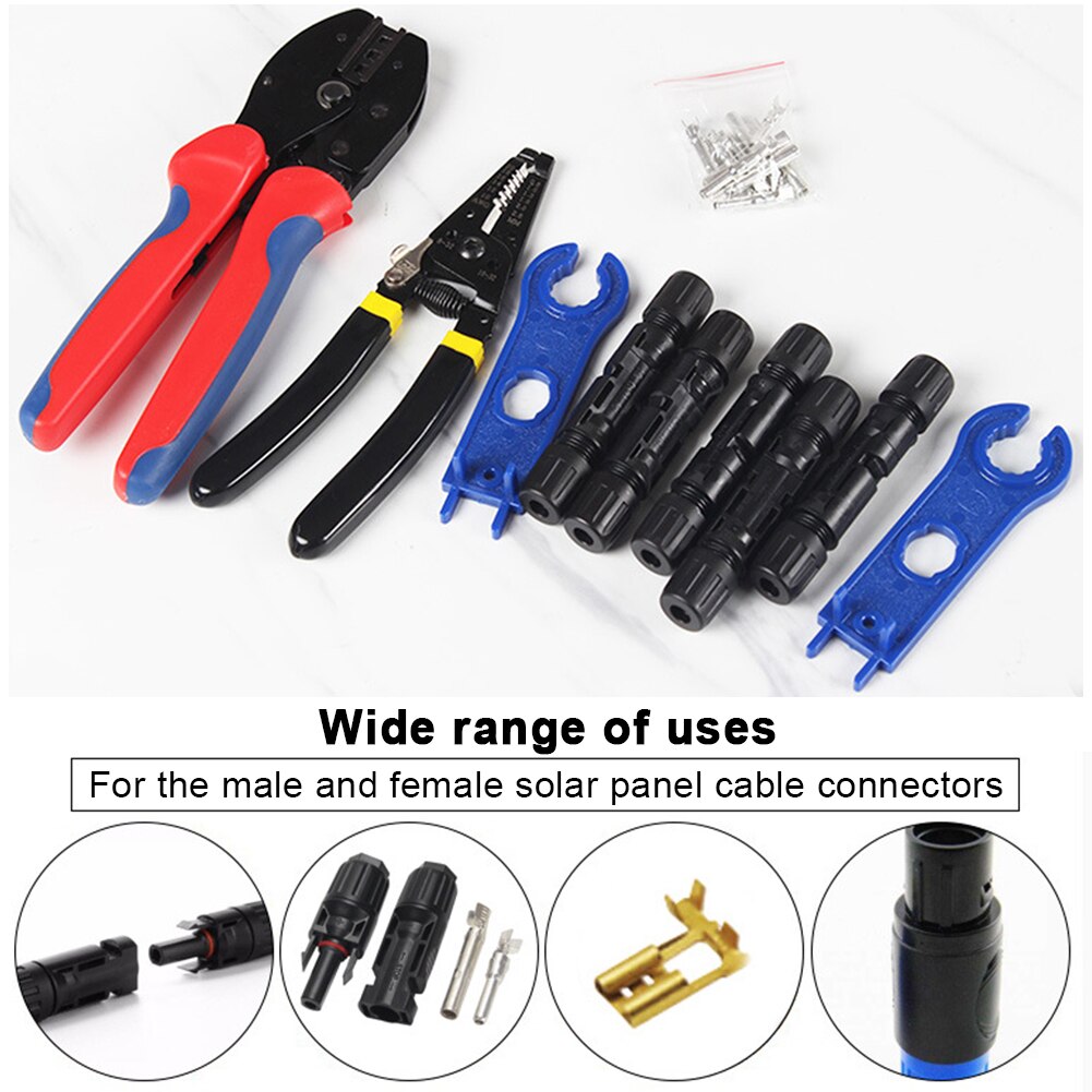 6 In 1 Manual Carbon Steel Electrical PV Wire Stripper Solar Crimping Tools Set Cable Connectors Terminal Spanners