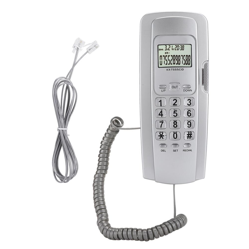 Mini telefone fixado na parede, sistema de telefone com luz de fundo lcd, dtmf/fsk, identificação de telefone para casa e escritório telefone