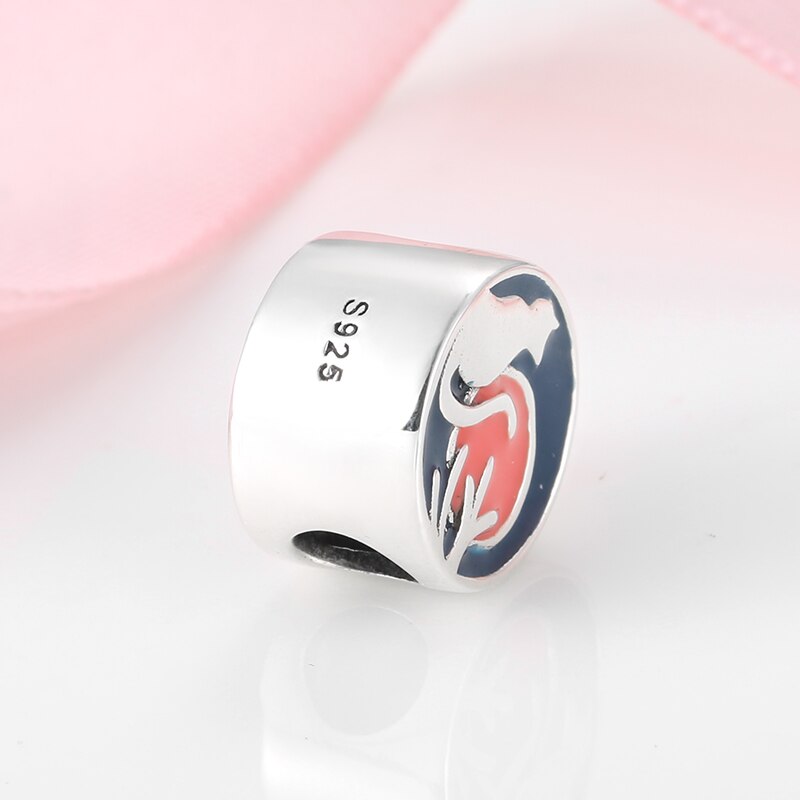nuovo 925 sterlina d'argento autunno raccolto Gatto tramonto Dello Smalto Pendenti E Ciondoli Misura Branelli Originale JIUHAO Braccialetto Monili che fanno