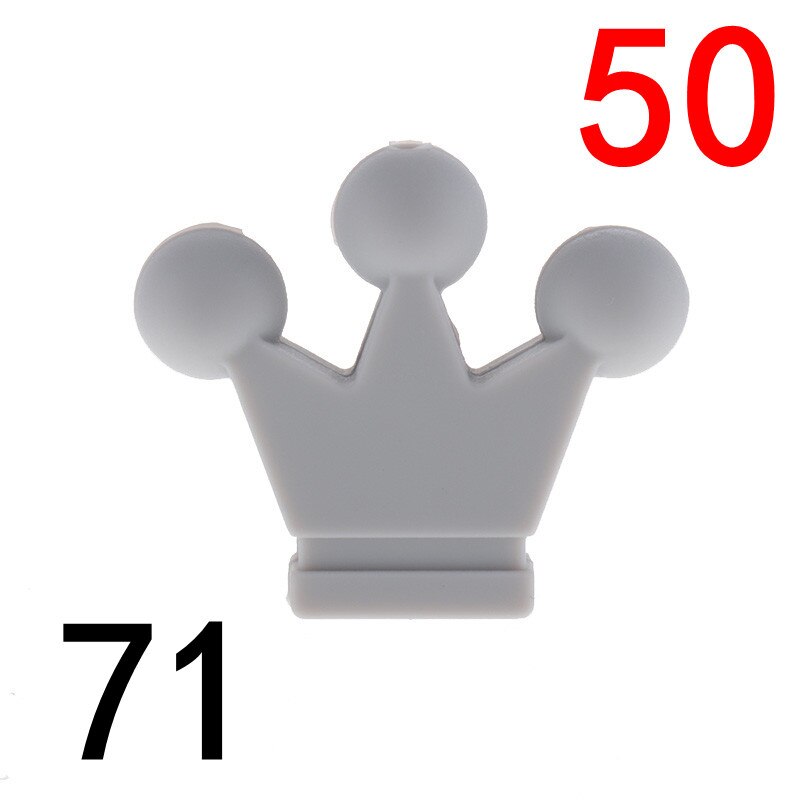 50pcs Silicone Crown Beads Baby Teether Necklace Bead Infant Baby Chewing Jewelry Accessories Food Grade Silicone: 71 Glacier gray