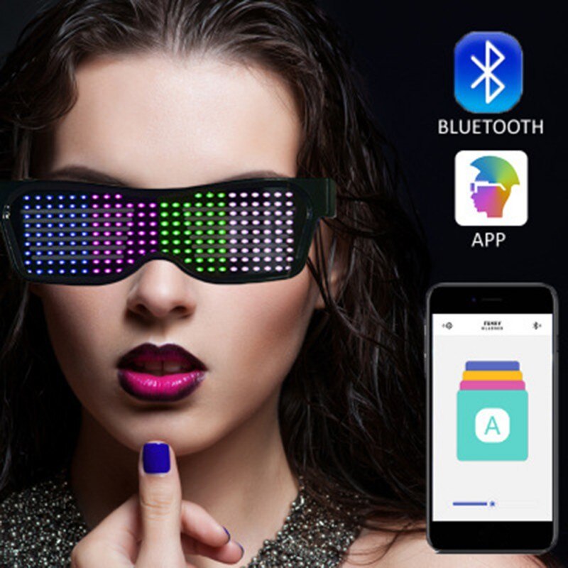 Lunettes de fête Led Bluetooth magique, contrôle par application, lumineux, Emd Dj, lunettes de fête électriques, décor de noël