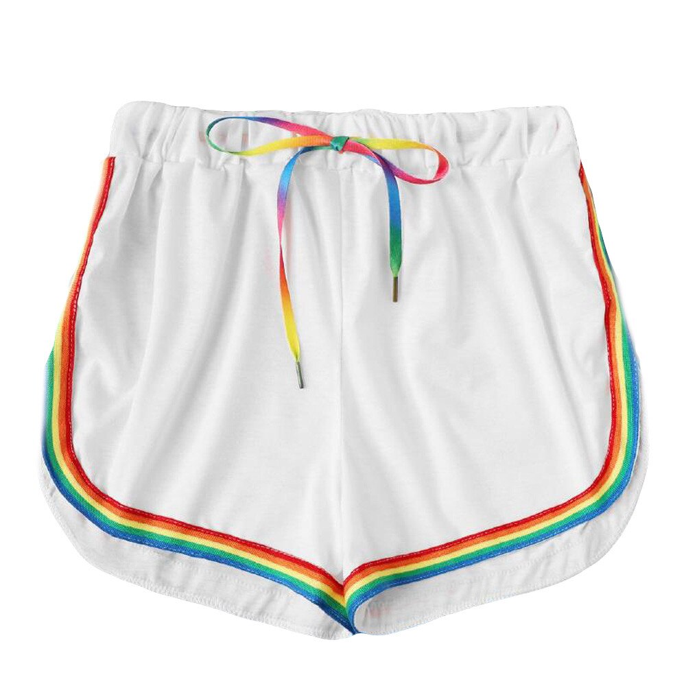 Shorts für damen, yoga-shorts, sommer-shorts mit streifen und regenbogenmuster, sport-shorts für damen, laufen, fitness, joggen, strandshorts, #0218 g 10: Xl