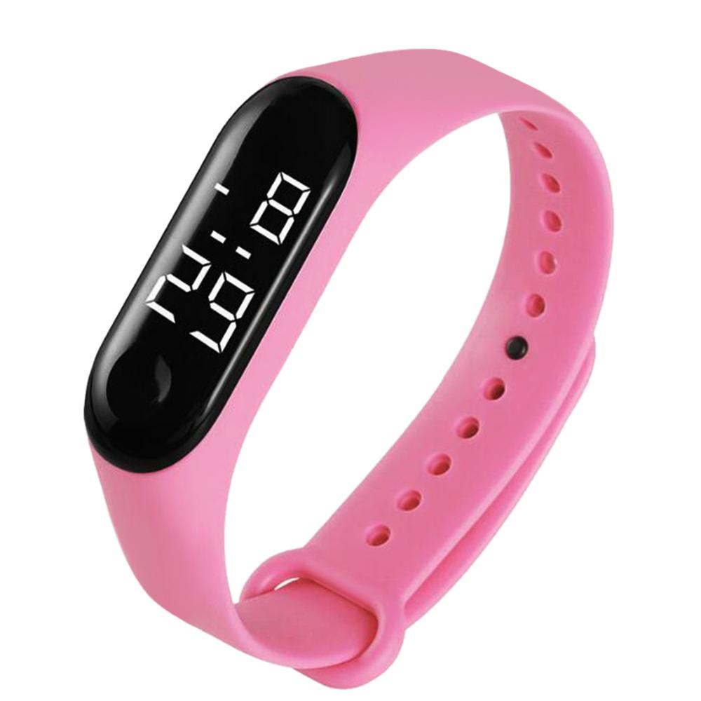 Watches with LED Waterproof Electronic Touch Sensor for Electronic Sports Men Women Student Lover Swim With PP Box: Pink