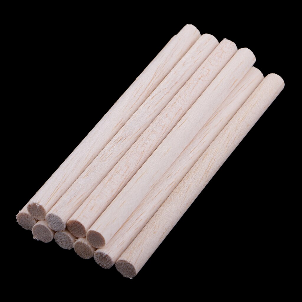 10x Ronde Natuurlijke Balsahout Houten Stokken Deuvel Staaf Voor Kids Model Maken Craft Handgemaakte Diy Ornament 50/80/120/200 Mm