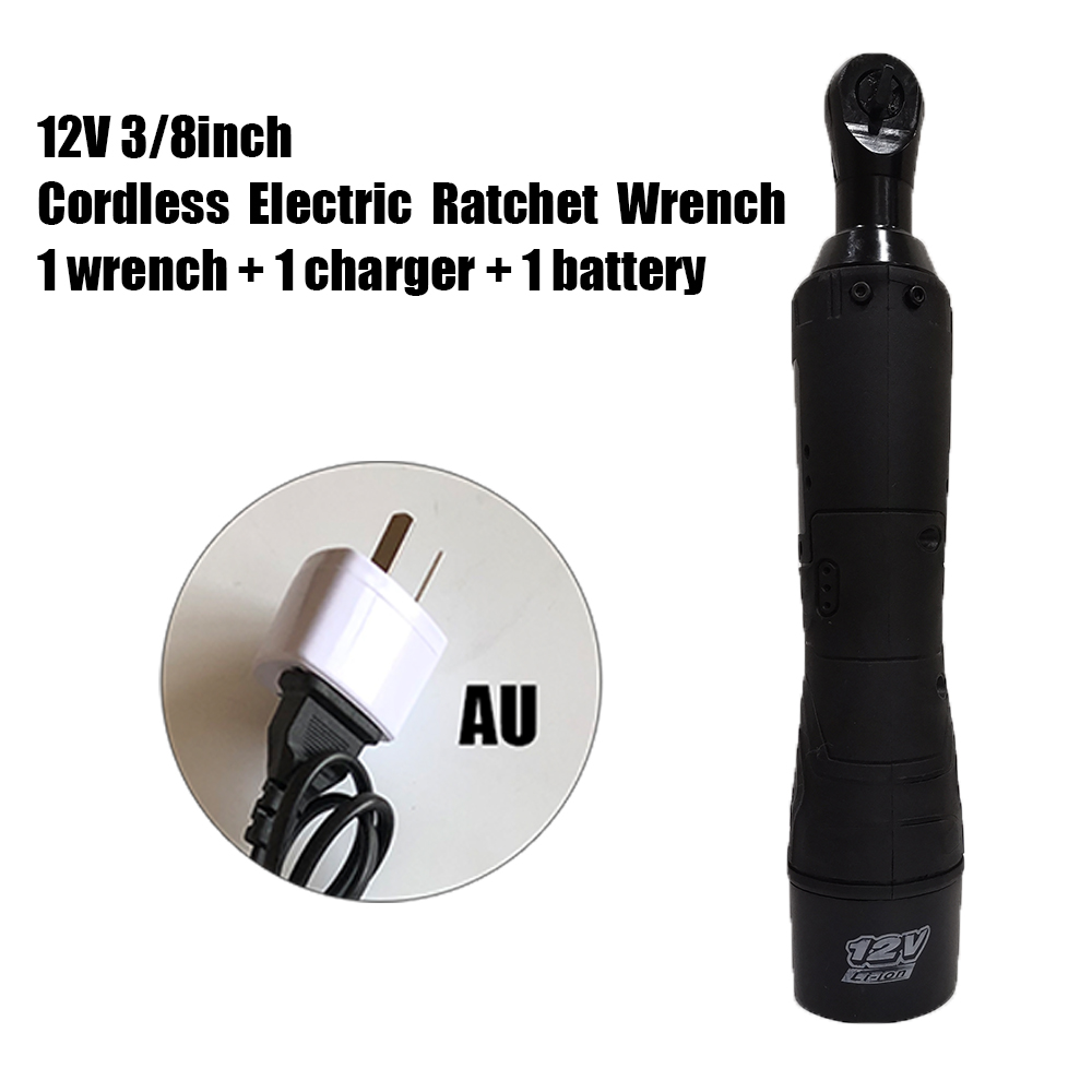 12V Electric Wrench 3/8 Inch Cordless Ratchet Right Angle Wrench With LED Light Batteries Kit Rechargeable Scaffolding