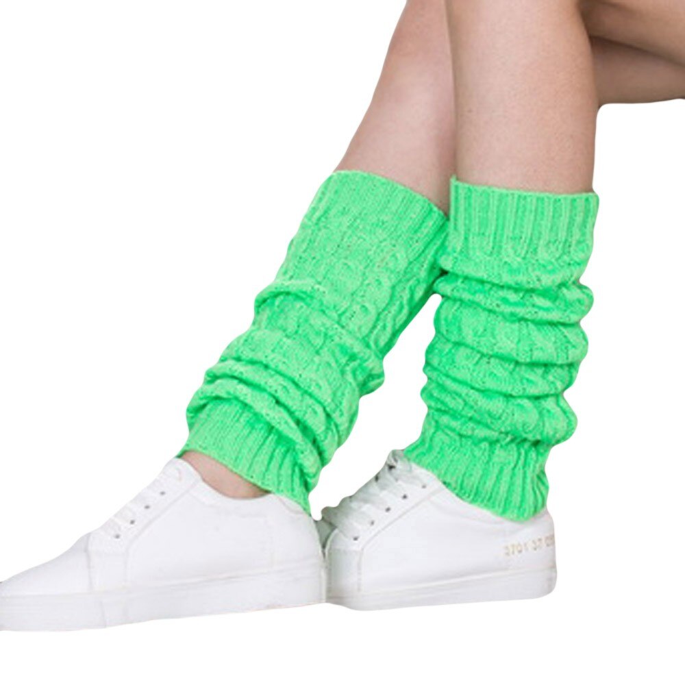 Women Winter Warm Leg Warmers Knitted Crochet Long Socks High Knee Socks Winter Warm Pashmina Cashmere Warm Legs Guantes #38: Green 