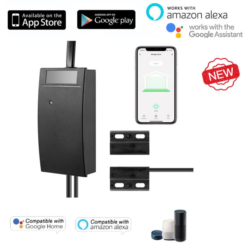 Garage door sensor opener controller remote WiFi switch Tuya Smart Life App works with Google Home Alexa home automation