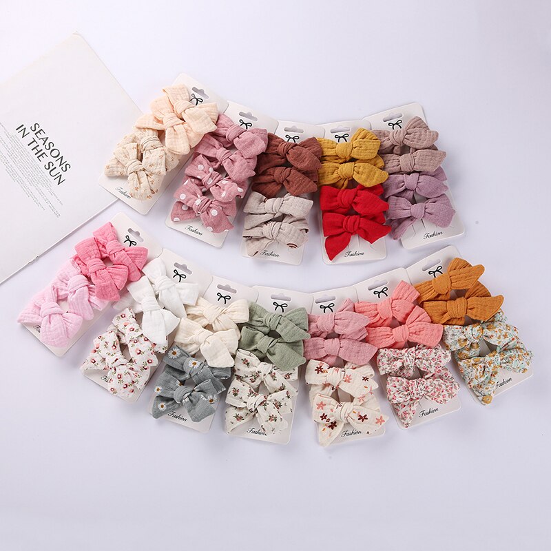 Pinzas para el pelo para niña, ganchos de algodón para bebé, accesorios bohemios, horquilla bonita para niña, 4 unids/set por juego