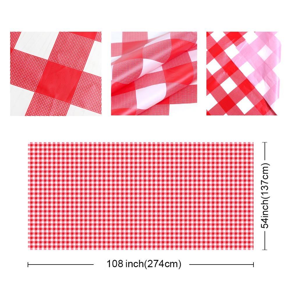 OurWarm Disposable Tableware Red and White Checkered Perfect for Italian Dinner Party Square Tablecloth Strawberry Birthday