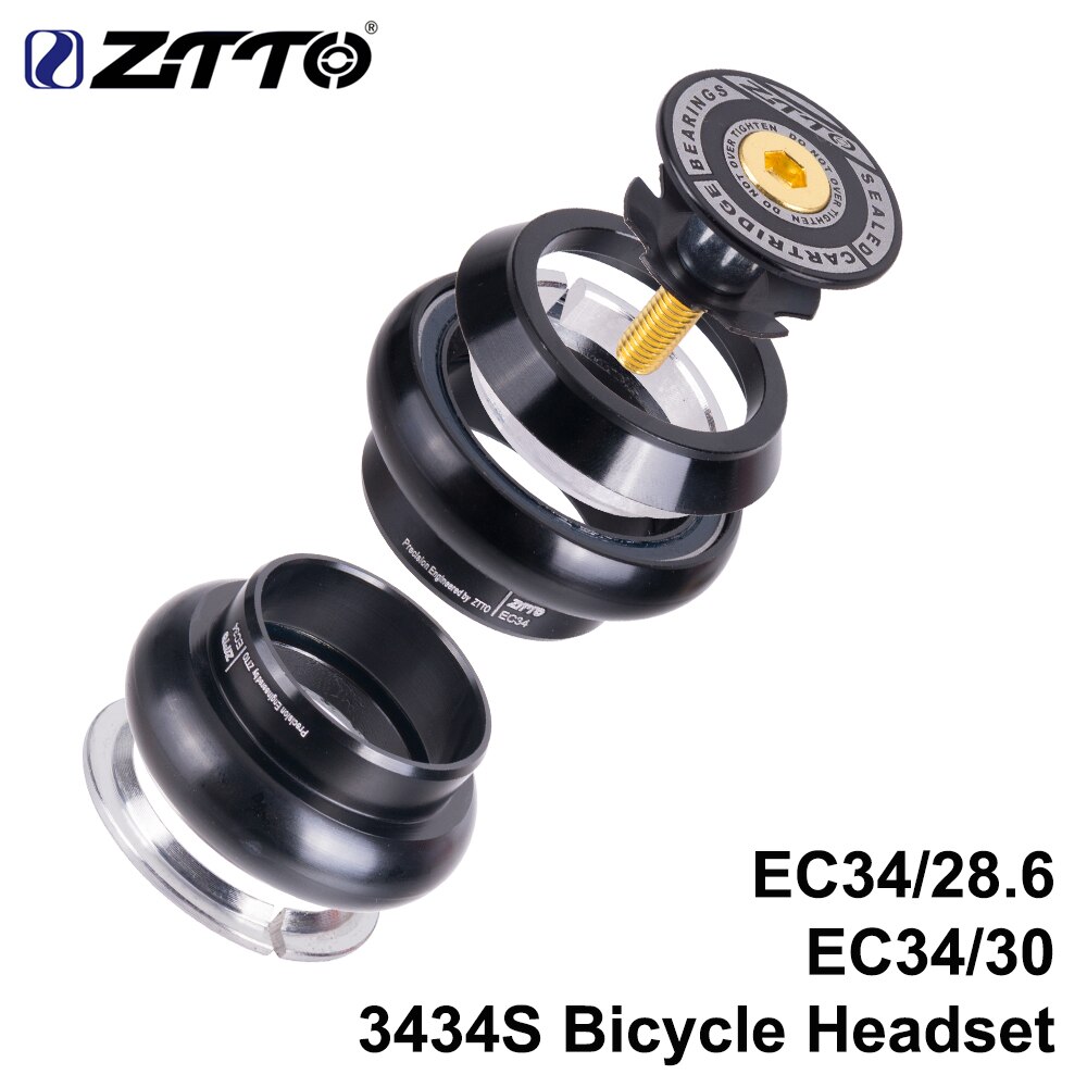 Ztto 3434s mtb cykel vägcykelheadset 34mm ec34 cnc 1 1/8 28.6 rak rörgaffel internt 34 konventionellt trådlöst headset