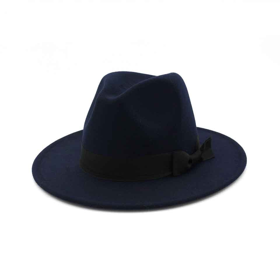 Herenhoed met brede rand, 7cm vilten hoeden, wollen fedora hoed met zwarte strik voor dames, heren, dames, winter, herfst, jazzhoed: C0200-56