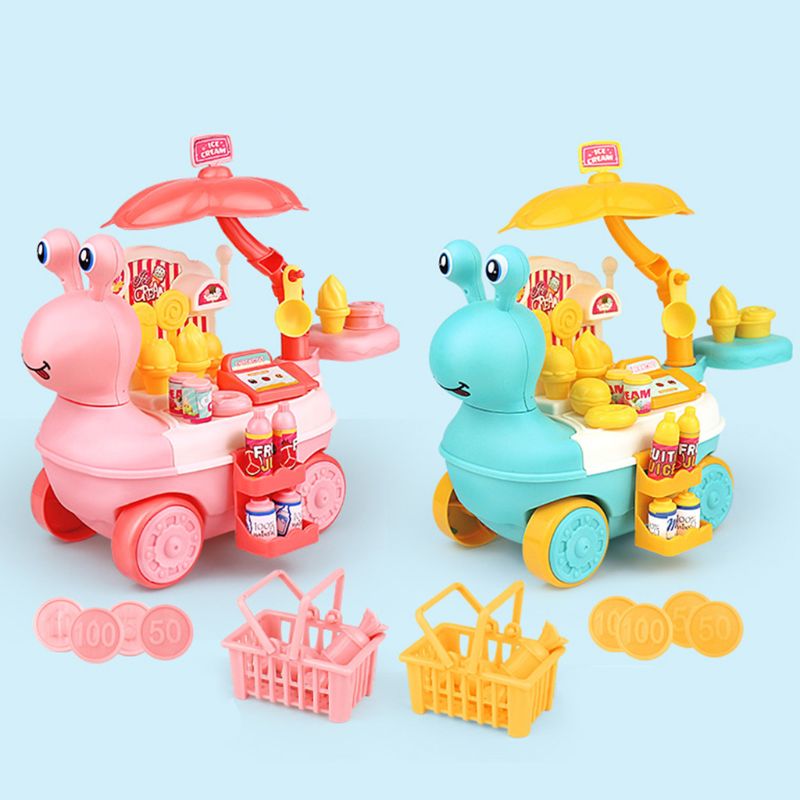 Snail Ice Cream Candy Pushable Car Girls Play House Role Play Game Toy Parent-child Interactive Assembled DIY Toys