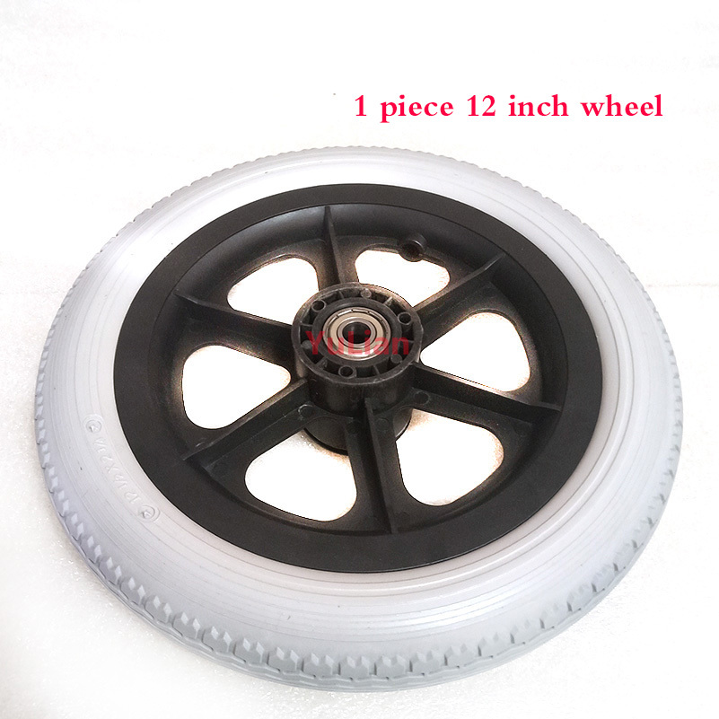 Rueda trasera para silla de ruedas, neumático sólido elástico de Pu de 12 pulgadas, 12 1/2x2 1/4, accesorios para sillas de ruedas manuales