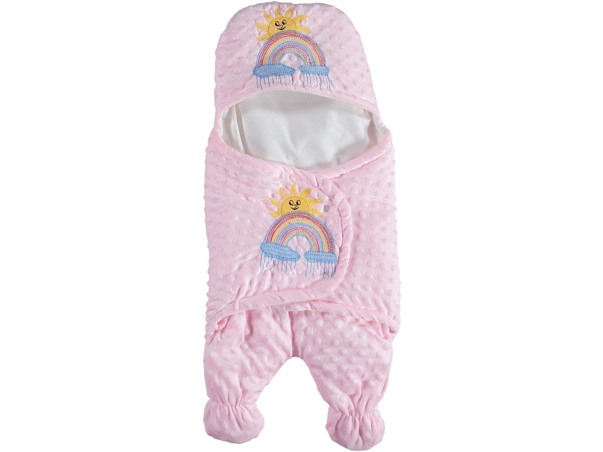 Manta de algodón con bordado de arcoíris para bebé, ropa de bebé de tirantes para bebé recién nacido, 12 montajes, 90x90: Rosa
