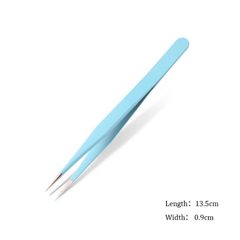 Snoep Kleur Roestvrijstalen Pincet Macaron Kleur Sticker Tool Wimper Extension Wees Nipper Clip Manicure Nail Art Tool: blue type 1