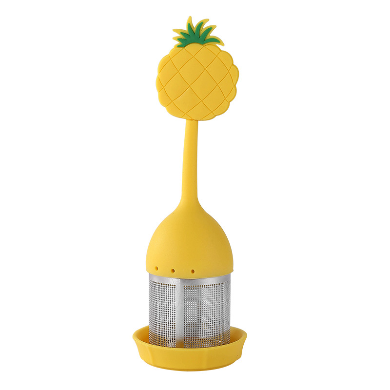 Tesil med silikonhandtag, rostfritt stål tekulfilter, tekanna med kaffefilter, citron-apelsinformad kryddsil: Mörk khaki