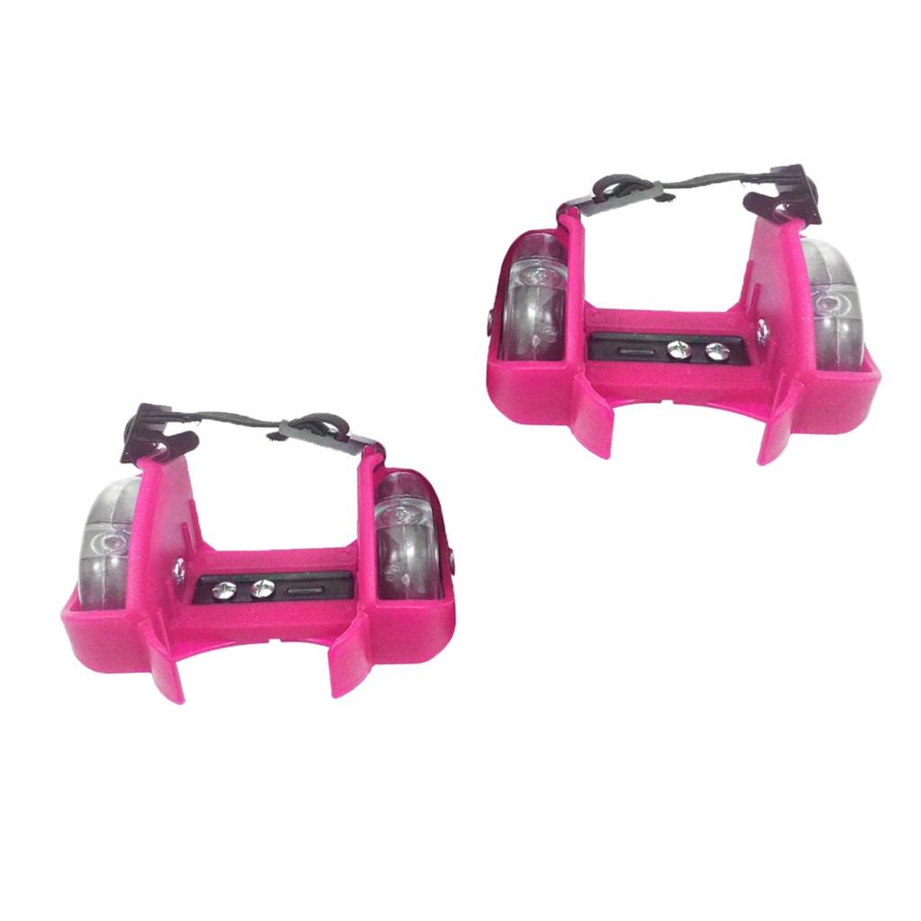 Rem på hæl hjulskøjter justerbar lys op skøjter træningssko rulle blinkende rulle: Lyserød