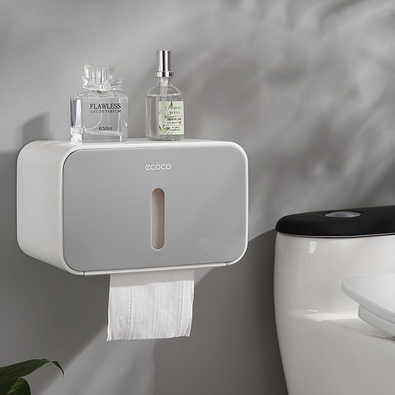 ECOCO Bathroom Tissue Box Wall Mounted Toilet Paper Roll Holder Phone Holder Bathroom Shelves Kitchen Bathroom Storage Accessory: Blue